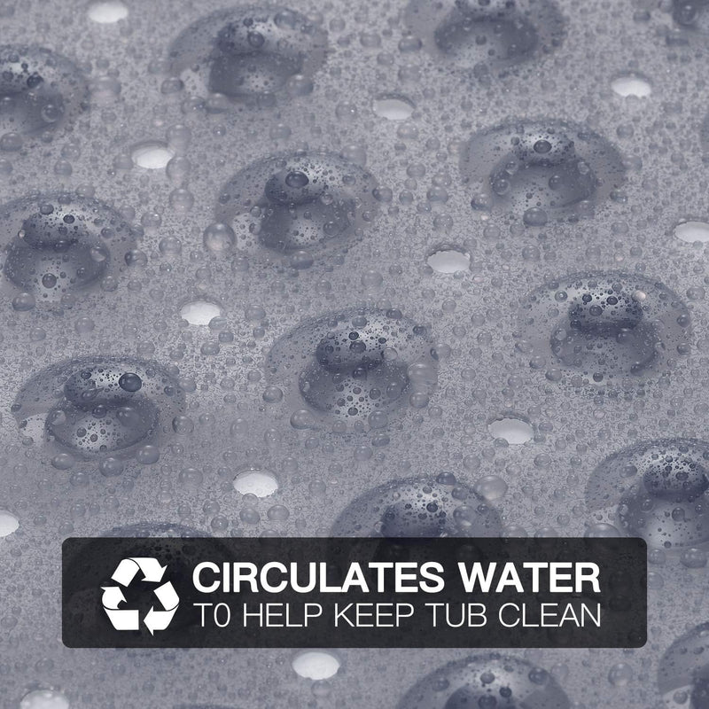Bath Tub Shower Mat 40 x 16 Inch Non-Slip and Extra Large, Bathtub Mat with Suction Cups, Machine Washable Bathroom Mats with Drain Holes, Clear Gray