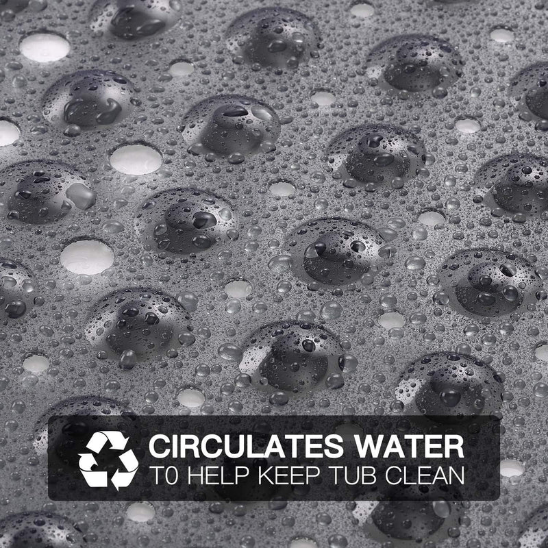Bath Tub Shower Mat 40 x 16 Inch Non-Slip and Extra Large, Bathtub Mat with Suction Cups, Machine Washable Bathroom Mats with Drain Holes, Clear Light Black