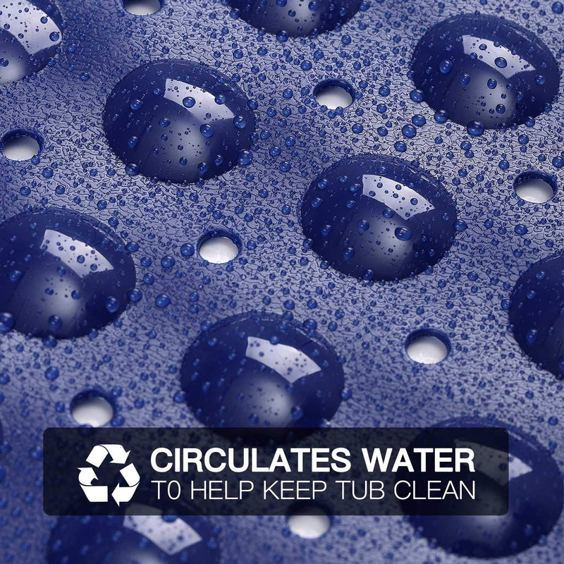 Bath Tub Shower Mat 40 x 16 Inch Non-Slip and Extra Large, Bathtub Mat with Suction Cups, Machine Washable Bathroom Mats with Drain Holes, Dark Blue