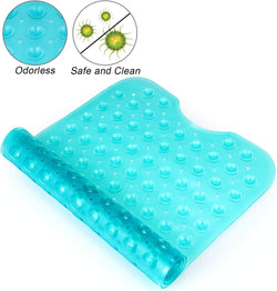 Bath Tub Shower Mat 40 x 16 Inch Non-Slip and Extra Large, Bathtub Mat with Suction Cups, Machine Washable Bathroom Mats with Drain Holes, Green