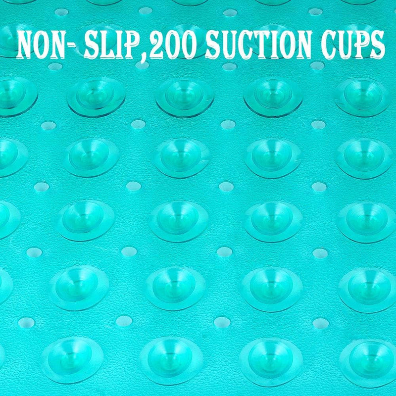 Bath Tub Shower Mat 40 x 16 Inch Non-Slip and Extra Large, Bathtub Mat with Suction Cups, Machine Washable Bathroom Mats with Drain Holes, Green