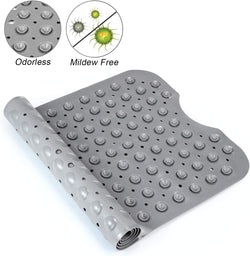 Bath Tub Shower Mat 40 x 16 Inch Non-Slip and Extra Large, Bathtub Mat with Suction Cups, Machine Washable Bathroom Mats with Drain Holes, Grey