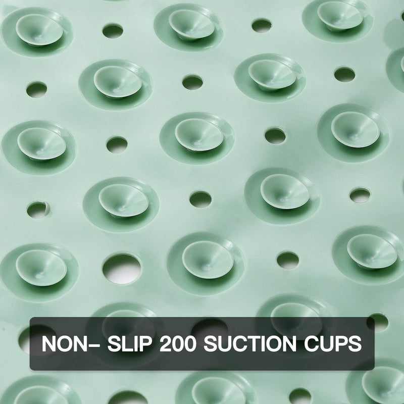 Bath Tub Shower Mat 40 x 16 Inch Non-Slip and Extra Large, Bathtub Mat with Suction Cups, Machine Washable Bathroom Mats with Drain Holes, Light Green