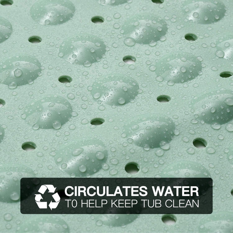Bath Tub Shower Mat 40 x 16 Inch Non-Slip and Extra Large, Bathtub Mat with Suction Cups, Machine Washable Bathroom Mats with Drain Holes, Light Green