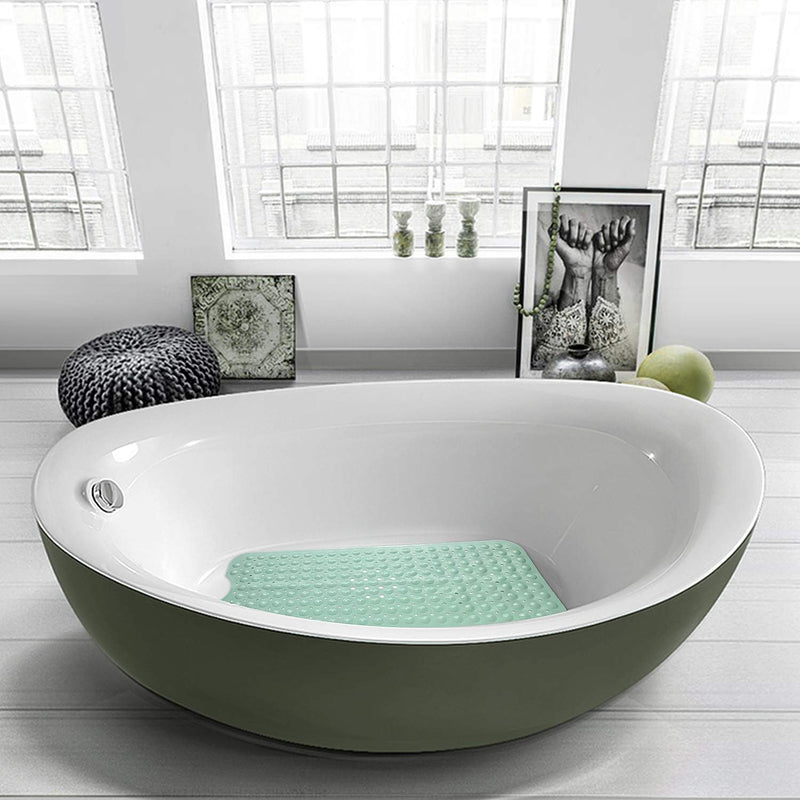 Bath Tub Shower Mat 40 x 16 Inch Non-Slip and Extra Large, Bathtub Mat with Suction Cups, Machine Washable Bathroom Mats with Drain Holes, Light Green