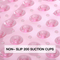 Bath Tub Shower Mat 40 x 16 Inch Non-Slip and Extra Large, Bathtub Mat with Suction Cups, Machine Washable Bathroom Mats with Drain Holes, Light Pink