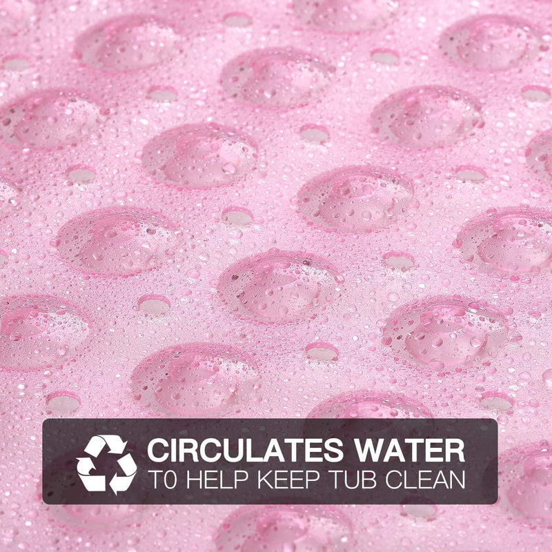 Bath Tub Shower Mat 40 x 16 Inch Non-Slip and Extra Large, Bathtub Mat with Suction Cups, Machine Washable Bathroom Mats with Drain Holes, Light Pink