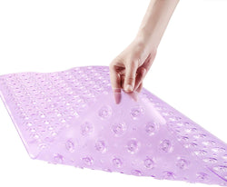 Bath Tub Shower Mat 40 x 16 Inch Non-Slip and Extra Large, Bathtub Mat with Suction Cups, Machine Washable Bathroom Mats with Drain Holes, Purple