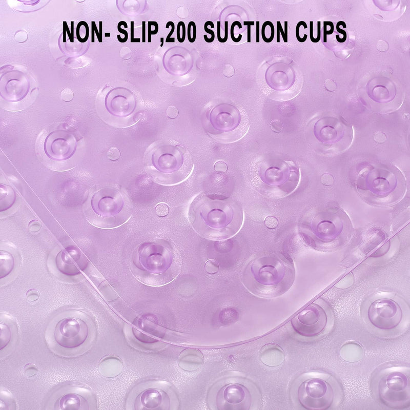 Bath Tub Shower Mat 40 x 16 Inch Non-Slip and Extra Large, Bathtub Mat with Suction Cups, Machine Washable Bathroom Mats with Drain Holes, Purple