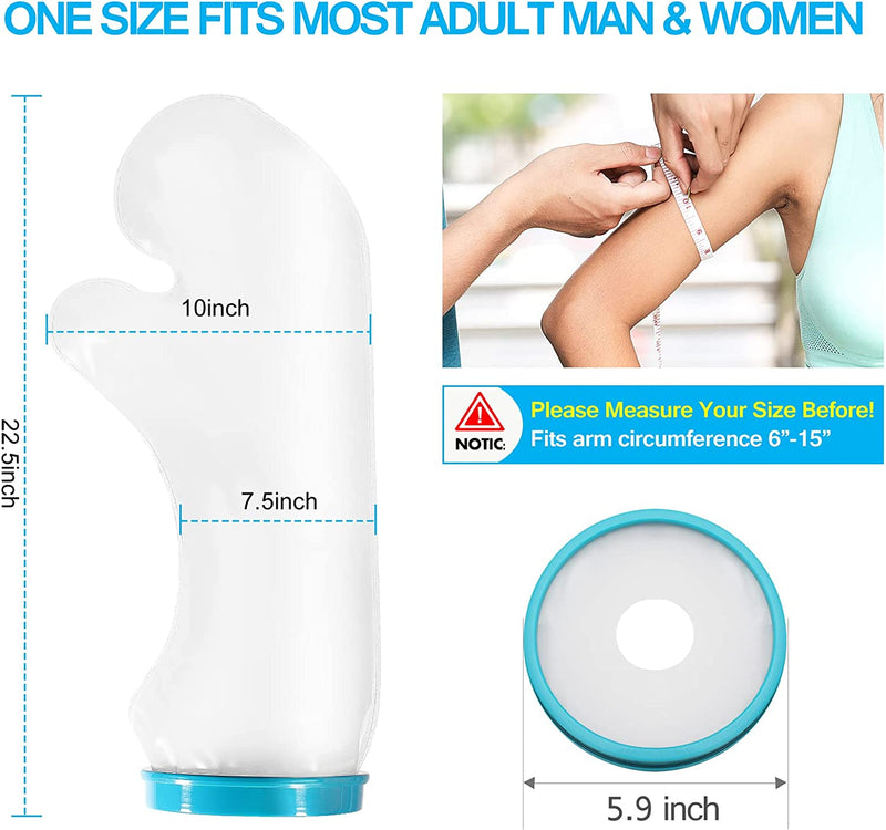 Waterproof Arm Cast Cover for Shower Bath, Adult Reusable Arm Cast Covers Protector Shower Bag for Wound Arm, Hands, Wrists, Elbow, Finger