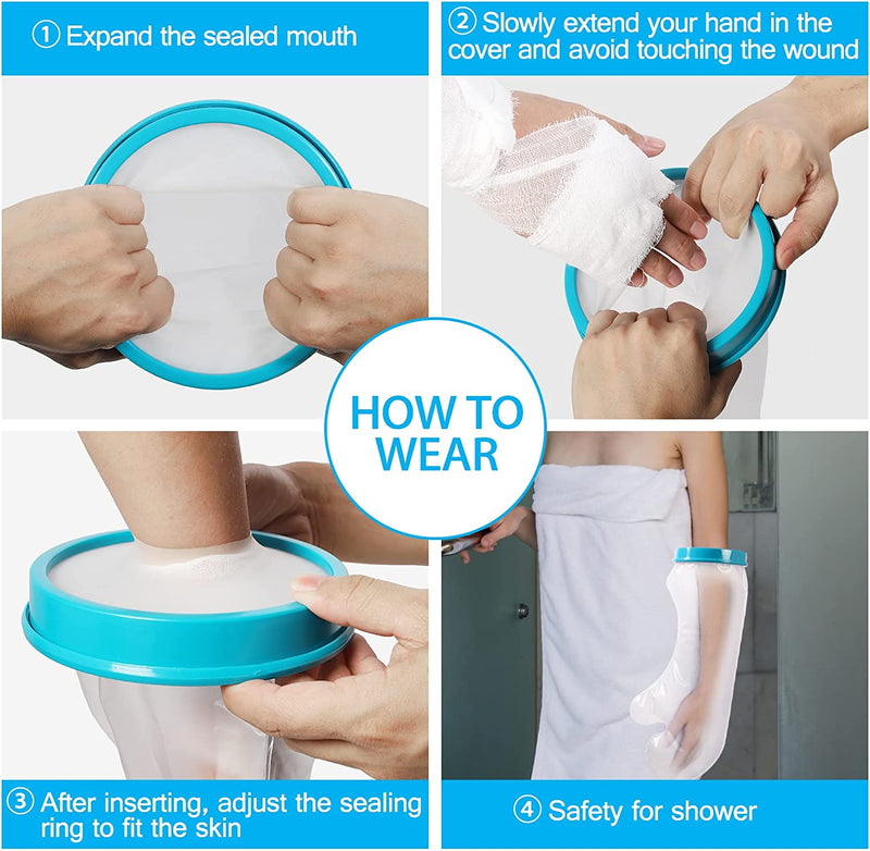 Waterproof Arm Cast Cover for Shower Bath, Adult Reusable Arm Cast Covers Protector Shower Bag for Wound Arm, Hands, Wrists, Elbow, Finger