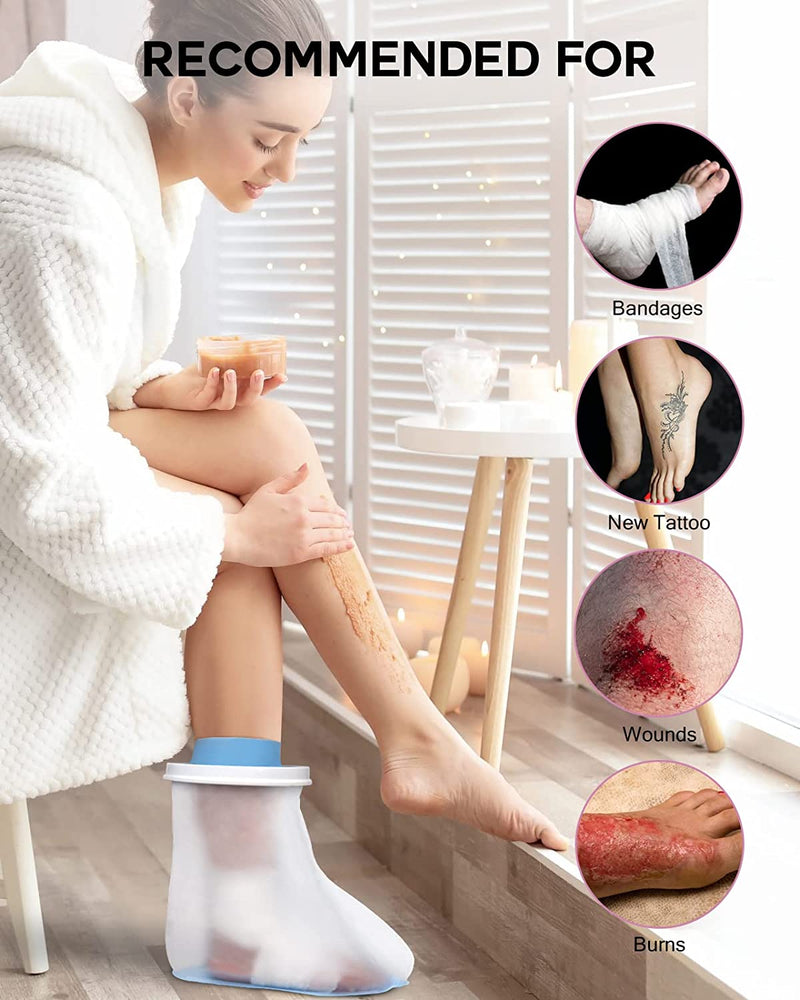 Waterproof Foot Cover for Shower Adult, Foot Cast Covers with Non-Slip Padding Bottom, Watertight Ankle Foot