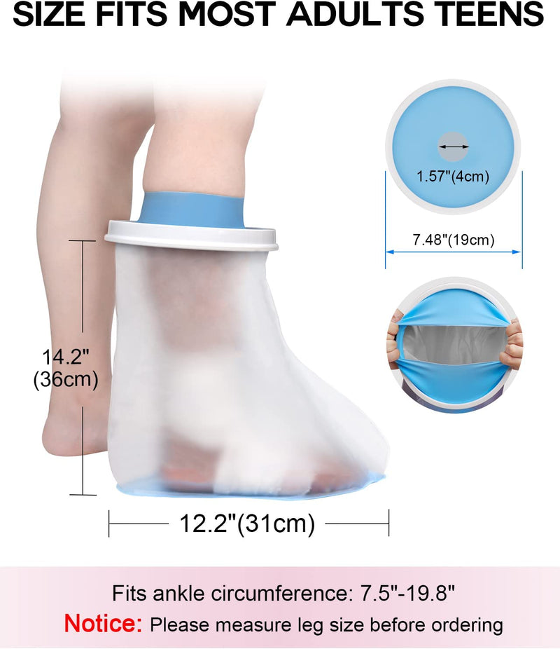 Waterproof Foot Cover for Shower Adult, Foot Cast Covers with Non-Slip Padding Bottom, Watertight Ankle Foot