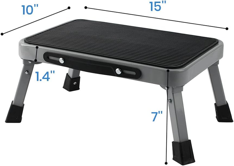 1-Step 330lbs Capacity Folding Metal Step Stool, Portable Step Ladder, Non-Slip, Sturdy