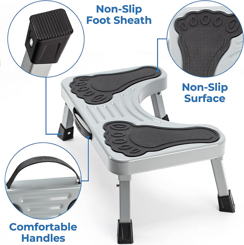 Toilet Stool, 7 Inches Metal Poop Stool for Bathroom, Collapsible Potty Stool for Adults and Kids