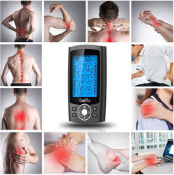 Dual Channel TENS EMS Unit 24 Modes Muscle Stimulator for Pain Relief Therapy, Electronic Pulse Massager Muscle Massager with 10 Pads, Dust-Proof Drawstring Storage Bag,Fastening Cable Ties,Black
