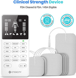 TENS Unit Muscle Stimulator Machine with Replacement Pads for Pain Relief Multi-Modes, FSA HSA Approved Products, FDA Cleared 4 Channels Rechargeable Electric Pulse Massager