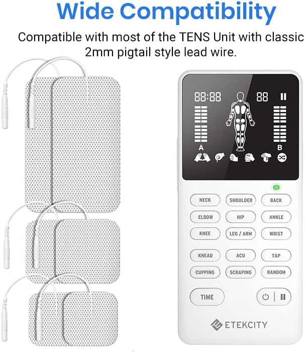 TENS Unit Replacement Pads Electrodes for Back Pain Relief, Self-Adhesive & Gel Free for Electrotherapy White (Pack of 16)