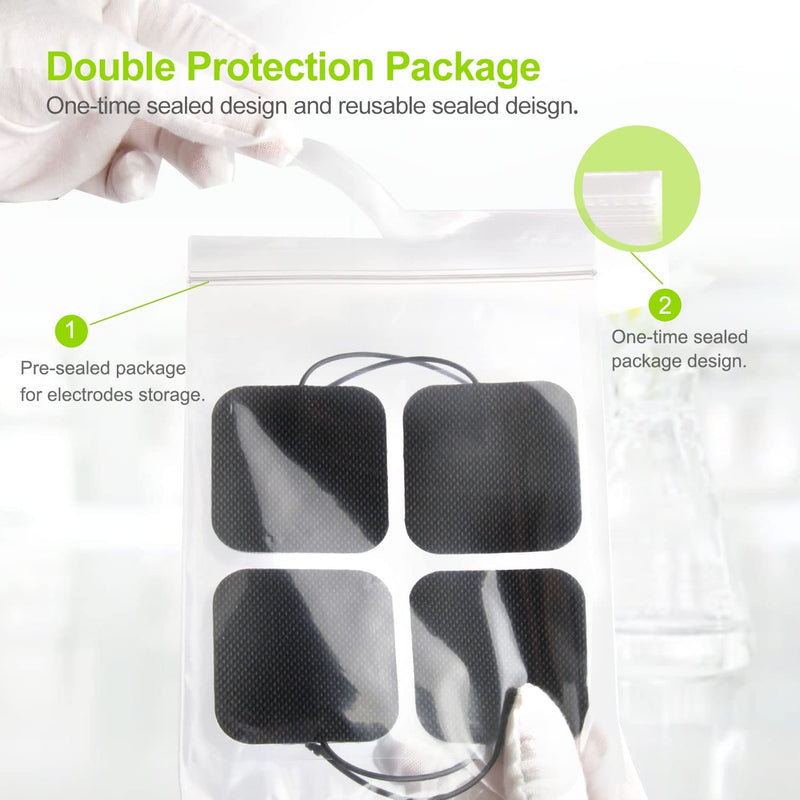 TENS Unit Pads 2"X2" 20 Pcs, 3rd Gen Latex-Free Replacement Pads Electrode Patches with Upgraded Self-Stick Performance and Non-Irritating Design for Electrotherapy (Black)