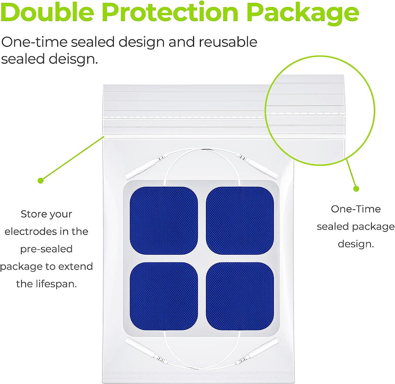 TENS Unit Pads 2"X2" 20 Pcs, 3rd Gen Latex-Free Replacement Pads Electrode Patches with Upgraded Self-Stick Performance and Non-Irritating Design for Electrotherapy (Blue)