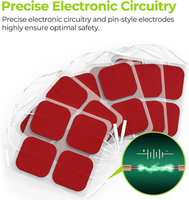 TENS Unit Pads 2"X2" 20 Pcs, 3rd Gen Latex-Free Replacement Pads Electrode Patches with Upgraded Self-Stick Performance and Non-Irritating Design for Electrotherapy (Red)