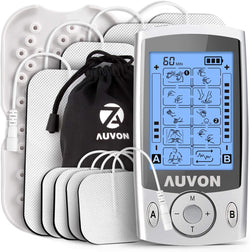 Dual Channel TENS Unit Muscle Stimulator Machine with 20 Modes, 2" and 2"x4" TENS Unit Electrode Pads Sliver