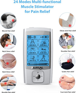 24 Modes TENS Unit Muscle Stimulator with Continuous Stimulation, Rechargeable Electronic Pulse Massager with 8 Pads for Back and Shoulder Pain Relief and Muscle Strength