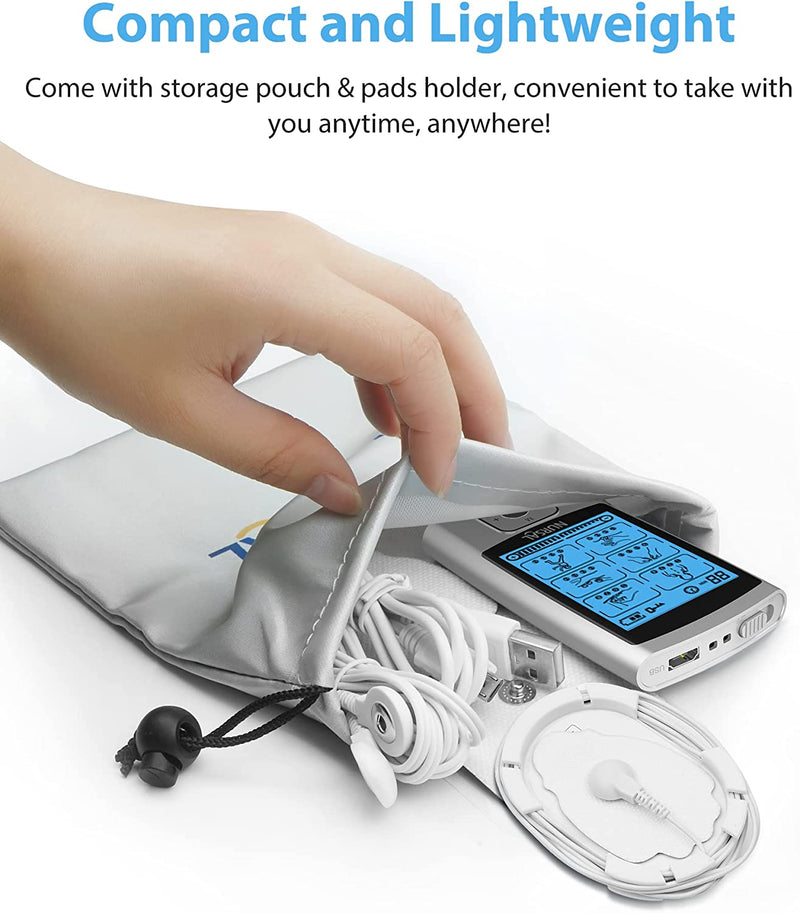 24 Modes TENS Unit Muscle Stimulator with Continuous Stimulation, Rechargeable Electronic Pulse Massager with 8 Pads for Back and Shoulder Pain Relief and Muscle Strength