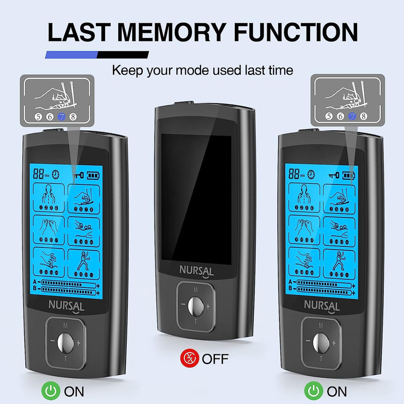 TENS Unit with 12pcs Replacement Pads, Muscle Stimulator Machine for Neck, Back, Sciatica Pain Relief, Rechargeable Electronic Pulse Massager 24 Modes 20 Intensity Dark Black