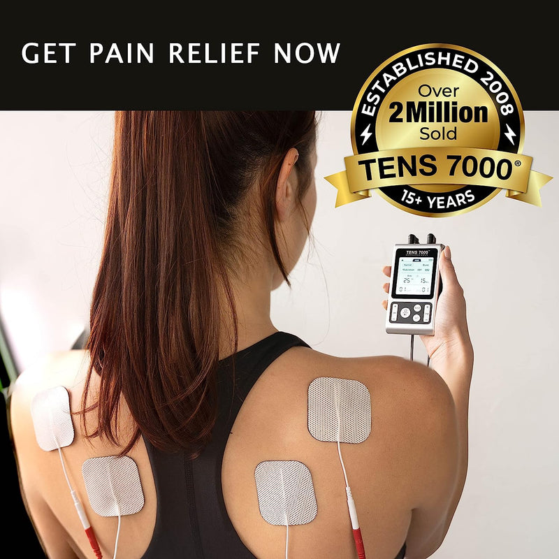 TENS 7000 Rechargeable TENS Unit Muscle Stimulator and Pain Relief Device - Advanced TENS Machine for Effective Back Pain Relief, Nerve Pain Relief, Muscle Pain Relief