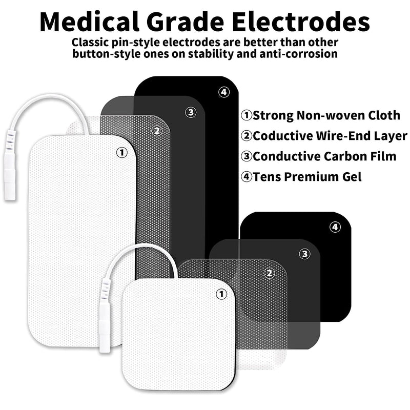 Durable Compatible with AUVON TENS 7000 TENS Unit Replacement Pads,Rectangular Replacement Electrode Pads,12 pcs Multiple Sizes 2" X 2"/2" X 4" Brand:ELEALTCH
