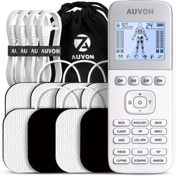4 Outputs H1 TENS Unit 24 Modes Muscle Stimulator for Pain Relief, Rechargeable TENS EMS Machine with Easy-to-Select Button Design, 2X Battery Life, Dust-Proof Bag and 8 Electrode Pads