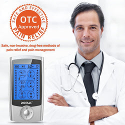 TENS Unit Muscle Stimulator Electric Shock Therapy for Muscles Dual Channel TENS EMS Unit Electronic Pulse Massager with 24 Modes Physical Therapy Equipment for Back Pain Relief Silver