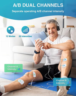 TENS Unit Muscle Stimulator, Dual Channels TENS Machine for Pain Management, Electronic Pulse Massager for Back, Neck, Sciatica, Shoulder Pain Relief, 12 Modes, 8 Electrode Pads