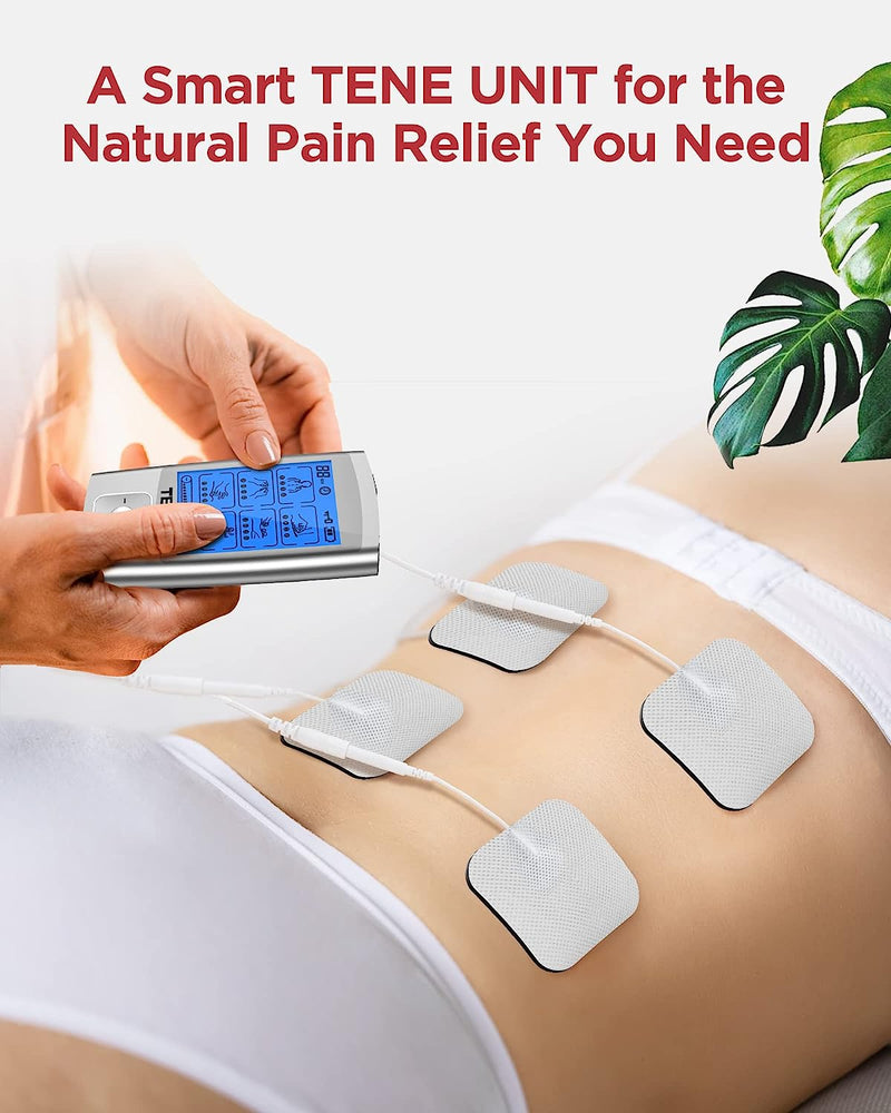 TENS EMS Unit Muscle Stimulator, 24 Modes TENS Machine for Pain Relief & Muscle Strength Rechargeable Electronic Pulse Massager with 2"x2" and 2"x4" TENS Unit Electrode Pads