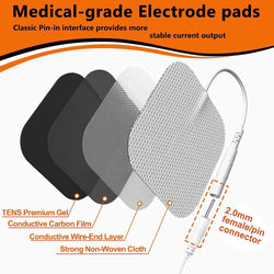24PCS TENS Unit Replacement Pads 2X2, Latex Free Electrodes Compatible with TENS Machine Use 2mm Pin Connector Lead Wires Such as AUVON TENS, TENS 7000, Etekcity, Nicwell Care Tens