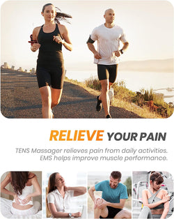 30 Modes TENS EMS Unit Compact Muscle Stimulator for Pain Relief, Rechargeable & Portable Dual Channel EMS Muscle Stimulator with 30 Intensity Levels and 12 Electrode Tens Unit Replacement Pads