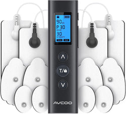 30 Modes TENS EMS Unit Compact Muscle Stimulator for Pain Relief, Rechargeable & Portable Dual Channel EMS Muscle Stimulator with 30 Intensity Levels and 12 Electrode Tens Unit Replacement Pads