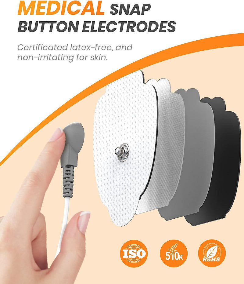 30 Modes TENS EMS Unit Compact Muscle Stimulator for Pain Relief, Rechargeable & Portable Dual Channel EMS Muscle Stimulator with 30 Intensity Levels and 12 Electrode Tens Unit Replacement Pads