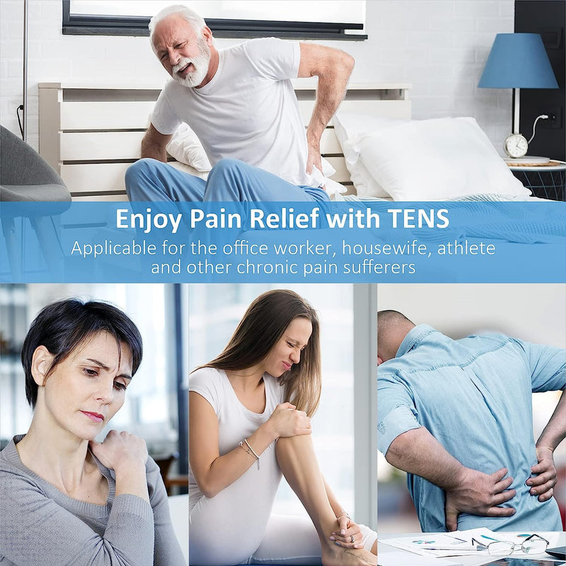 Wireless TENS Unit Muscle Stimulator for Pain Relief Therapy, Rechargeable TENS Machine for Pain Management, Portable TENS Device for Back, Shoulder, Cramps Pain Relief, 15 Modes, 2 Pads