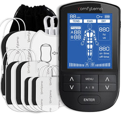 TENS Unit Muscle Stimulator for Pain Relief Therapy, TENS Machine with 24 Modes and DIY, Dual Channel EMS Unit, Pulse Muscle Massager for Back, Shoulder, Sciatica, Knee, 10 Electrode Pads Black-2 Channel