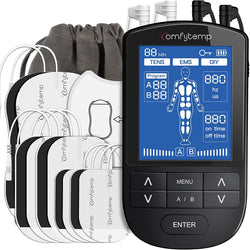 4 Outputs TENS Unit Muscle Stimulator for Pain Relief, Unlimited Mode (24 Modes with DIY) EMS TENS Stim Machine Back Pain Relief Products for Neck, Sciatica, Shoulder, Shock Therapy, 10 Pads Black-4 Channel