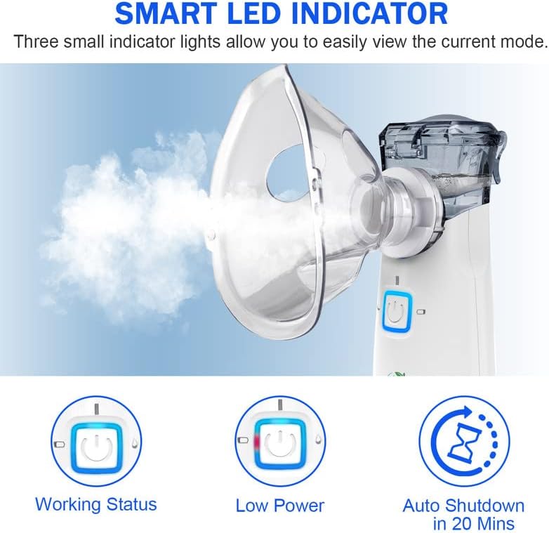 Ultrasonic Mesh Nebulizer, USB-C Rechargeable Nebulizer Machine for Adults and Kids, Super Quiet Portable Nebulizer for Kids, Adjustable Working Mode