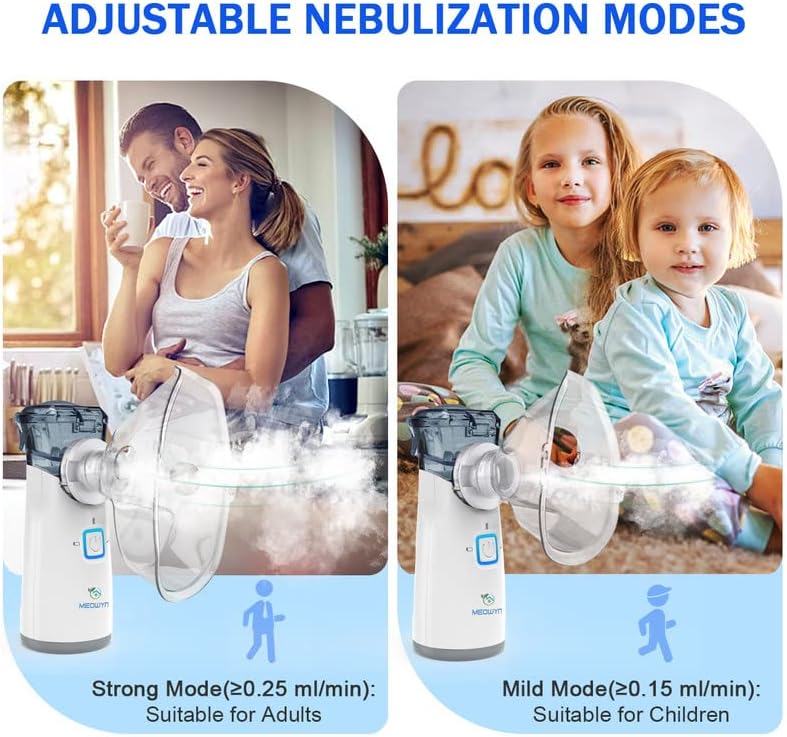 Ultrasonic Mesh Nebulizer, USB-C Rechargeable Nebulizer Machine for Adults and Kids, Super Quiet Portable Nebulizer for Kids, Adjustable Working Mode