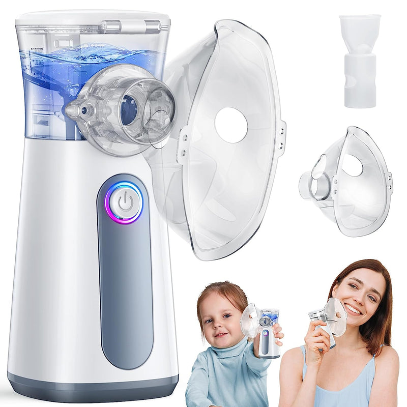 Compact Portable Nebulizer, Mesh Nebulizer, auto-cleaning Handheld Nebulizer, Two ways to use for Adults and Children with Respiratory Problems, for Home, Office, Outdoor
