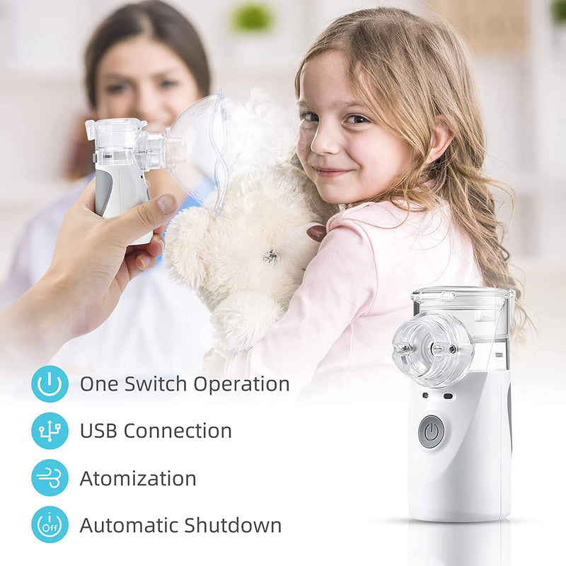 Nebulizer Machine for Kids and Adults - Portable Nebulizer, Ultrasonic Mesh Nebulizer Effective Treatment of Breathing Problems Personal Steam Inhaler for Home Travel Use Gray