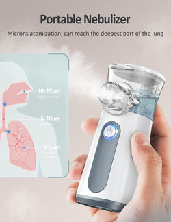 Portable Nebulizer Machine for Adults - Kids Handheld Ultrasonic Mesh Nebulizer, Effective Atomization, Automatic Cleaning, Personal Steam Inhaler, Suitable for Family Travel Use for with 3 Cover