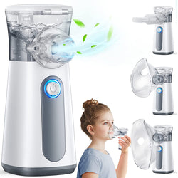Portable Nebulizer Machine for Adults - Kids Handheld Ultrasonic Mesh Nebulizer, Effective Atomization, Automatic Cleaning, Personal Steam Inhaler, Suitable for Family Travel Use for with 3 Cover