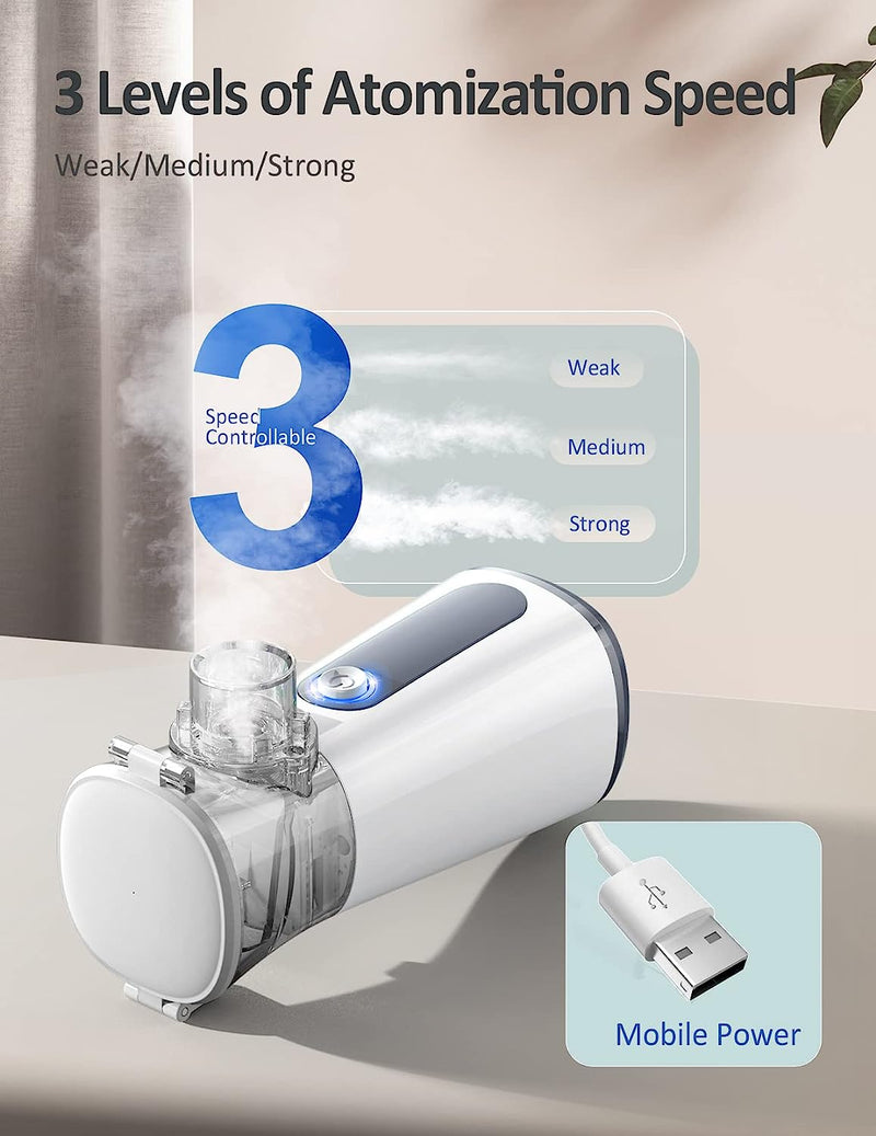 Portable Nebulizer Machine for Adults - Kids Handheld Ultrasonic Mesh Nebulizer, Effective Atomization, Automatic Cleaning, Personal Steam Inhaler, Suitable for Family Travel Use for with 3 Cover