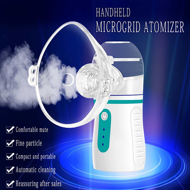 Portable Nebulizer with 3 Adjustable Speed, for Adults and Kids, Handheld Nebulizer for Breathing Problems, with Automatic-Cleaning, Laser Ultrafine Mesh Making for Better Nebulization